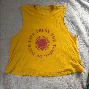 Spiritual Gangster Yellow Tank Top with Pink Print